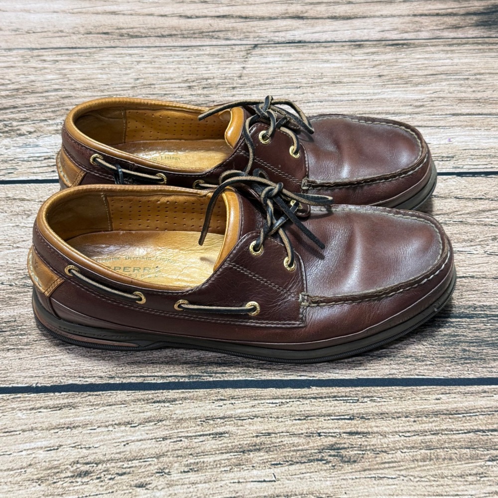 Sperry Gold Cup Boat Shoes Mens 11W Brown Leather Vibram Sole 0219444